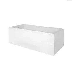 Baignoire rectangulaire - 100 x 70 cm - avec Tablier Blanc - Pieds - Vidage Chrome - TALIA