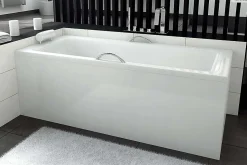 Baignoire rectangulaire - 100 x 70 cm - avec Tablier Blanc - Pieds - Vidage Chrome - TALIA