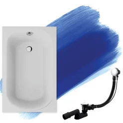 Baignoire rectangulaire 110 x 70 MINI acrylique blanc, sans Habillage + Pieds + Vidage à chromé