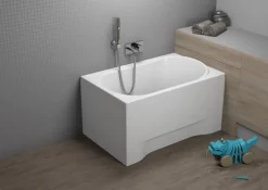 Baignoire rectangulaire 110 x 70 MINI acrylique blanc, sans Habillage + Pieds + Vidage à chromé