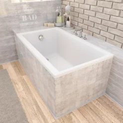 Baignoire rectangulaire 100 x 70 CAPRI acrylique blanc + Support stabilisateur en polystyrène + Pieds + Vidage à chromé