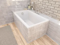 Baignoire rectangulaire 100 x 70 CAPRI acrylique blanc + Support stabilisateur en polystyrène + Pieds + Vidage à chromé