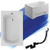 Baignoire rectangulaire 110 x 70 MINI acrylique blanc + avec Tablier + Pieds + Vidage à chromé