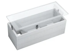 Baignoire rectangulaire 140 x 70 MODERN SLIM acrylique blanc + Support stabilisateur en polystyrène + Pieds + Vidage à chromé
