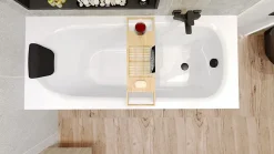 Baignoire rectangulaire 170 x 70 BONA acrylique blanc, sans Habillage + Repose Tête + Pieds + Vidage à chromé