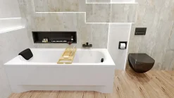 Baignoire rectangulaire 170 x 70 BONA acrylique blanc, sans Habillage + Repose Tête + Pieds + Vidage à chromé