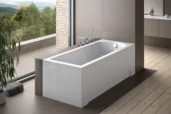 Baignoire rectangulaire 180 x 80 SHEA acrylique blanc, sans Habillage + Pieds + Vidage à chromé