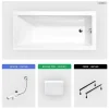 Baignoire rectangulaire - 130 x 70 cm - sans Habillage - avec Pieds - Repose-tête - Vidage Chrome - MODERN