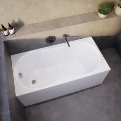 Baignoire rectangulaire 120 x 75 GRACJA acrylique blanc + avec Tablier + Pieds + Vidage à chromé