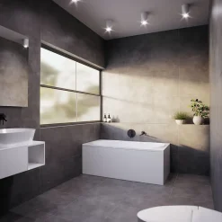 Baignoire rectangulaire 120 x 75 GRACJA acrylique blanc + avec Tablier + Pieds + Vidage à chromé
