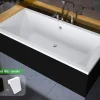 Baignoire rectangulaire - avec Tablier Noir Mat et Repose Tête OFFERT - QUADRO - 190 x 90 cm