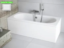 Baignoire rectangulaire - avec Tablier Blanc et Repose Tête OFFERT - VITAE - 180 x 80 cm