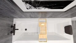 Baignoire rectangulaire 150 x 70 MODERN acrylique blanc, sans Habillage + Repose Tête + Pieds + Vidage à chromé
