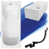 Baignoire rectangulaire 150 x 70 MAJKA acrylique blanc + Support stabilisateur en polystyrène + Pieds + Vidage à chromé