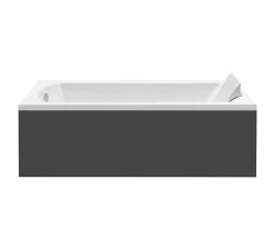 Baignoire rectangulaire + tablier noir + repose tête - SHEA - 170 x 70 cm