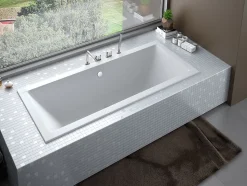 Baignoire rectangulaire 155 x 70 QUADRO SLIM acrylique blanc + Habillage en polystyrène (4 cm) + Pieds + Vidage à chromé