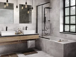 Baignoire rectangulaire 155 x 70 QUADRO SLIM acrylique blanc + Habillage en polystyrène (4 cm) + Pieds + Vidage à chromé