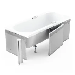 Baignoire rectangulaire 160 x 70 CLASSIC SLIM acrylique blanc + Habillage en polystyrène + Pieds + Vidage à chromé