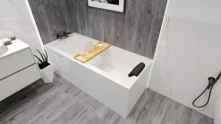 Baignoire rectangulaire 170 x 70 MODERN acrylique blanc, sans Habillage + Repose Tête + Pieds + Vidage à chromé