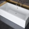 Baignoire rectangulaire 165 x 75 QUADRO acrylique blanc + avec Tablier + Pieds + Vidage à chromé