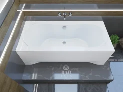 Baignoire rectangulaire 180 x 80 LONG acrylique blanc + avec Tablier + Pieds + Vidage à chromé
