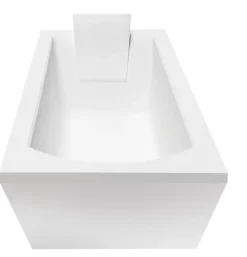Baignoire rectangulaire + tablier blanc + repose tête - SHEA - 170 x 70 cm