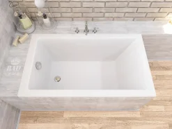 Baignoire rectangulaire 100 x 70 CAPRI acrylique blanc + Habillage en polystyrène + Pieds + Vidage à chromé