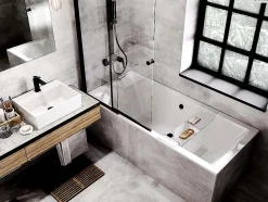 Baignoire rectangulaire - 155 x 70 cm - sans Habillage - avec Pieds - Vidage Chrome - QUADRO SLIM