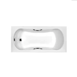 Baignoire rectangulaire - 170 x 70 cm - sans Habillage - avec Pieds - Poignées - Vidage Chrome - ARIA PLUS