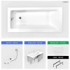 Baignoire rectangulaire - 170 x 75 cm - avec Habillage - Pieds - Poignées - Repose-tête - Vidage Chrome - TALIA PREMIUM