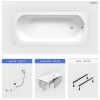 Baignoire rectangulaire - 170 x 75 cm - avec Habillage - Pieds - Vidage Chrome - INTRICA SLIM