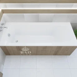 Baignoire rectangulaire 190 x 80 MEDIUM acrylique blanc + Habillage en polystyrène + Pieds + Vidage à chromé