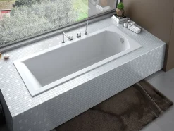 Baignoire rectangulaire blanche à encastrer - SHEA SLIM - 150 x 70 cm