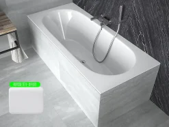 Baignoire rectangulaire blanche à encastrer + repose tête - 180 x 80 cm - VITAE SLIM