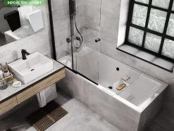 Baignoire rectangulaire blanc à encastrer - Repose Tête OFFERT - QUADRO SLIM - 190 x 90 cm