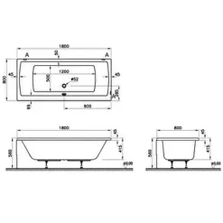 Baignoire rectangulaire VITRA Neon avec pied 180x80cm Blanc