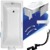 Baignoire rectangulaire 160x70 OPTIMA PREMIUM acrylique blanc +Habillage en polystyrène+Poignées+Repose Tête+Pieds+Vidage à chromé