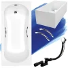 Baignoire rectangulaire 150x70 ARIA PLUS acrylique blanc + Support stabilisateur en polystyrène +Poignées +Pieds + Vidage à chromé