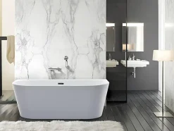 Baignoire semi îlot - 245L - 170 x 75 x 58 cm - Blanche - Acrylique - DIVINA