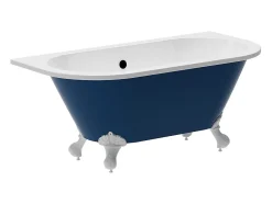 Baignoire semi îlot rétro avec pieds d'aigle - Bleu brillant - 154L - 150 x 74 x 61 cm - SPARUS