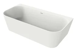 Baignoire semi-ïlot blanche Poalgi Solid Surface 170x86x50 cm - modèle MIZU