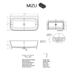 Baignoire semi-ïlot blanche Poalgi Solid Surface 170x86x50 cm - modèle MIZU