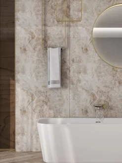 Baignoire semi-ïlot blanche Poalgi Solid Surface 170x86x50 cm - modèle MIZU