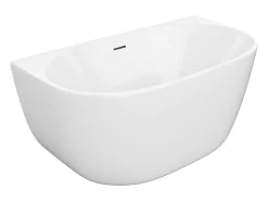 Baignoire semi-îlot blanche - 167 L - Acrylique - 130 x 72 x 58 cm - AMOSARI
