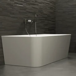 Baignoire semi-îlot murale Mint 160x75 cm, gris et blanc, by Spalina