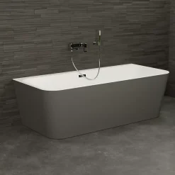 Baignoire semi-îlot murale Mint 160x75 cm, gris et blanc, by Spalina
