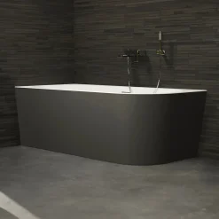 Baignoire semi-îlot murale CAPRI Noire Mate Gauche 170x76cm, by SPALINA