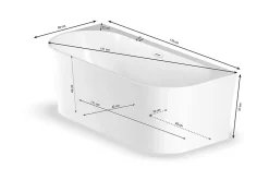 Baignoire semi-îlot murale Ruby 170x80 cm, by Spalina