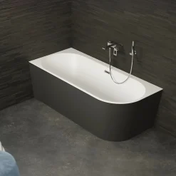 Baignoire semi-îlot murale CAPRI 160 Gauche Noire L. 160 x l. 76 cm, by SPALINA
