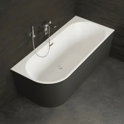 Baignoire semi-îlot murale CAPRI 160 Droite Noire L. 160 x l. 76 cm, by SPALINA